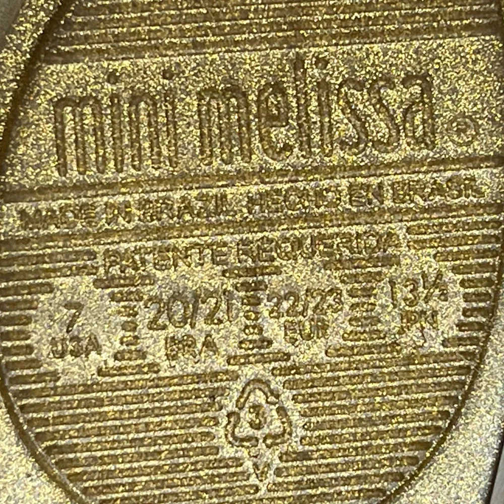Mini Melissa Gold and Cream Cat Mary Jane Dress Shoes Toddler Size 7